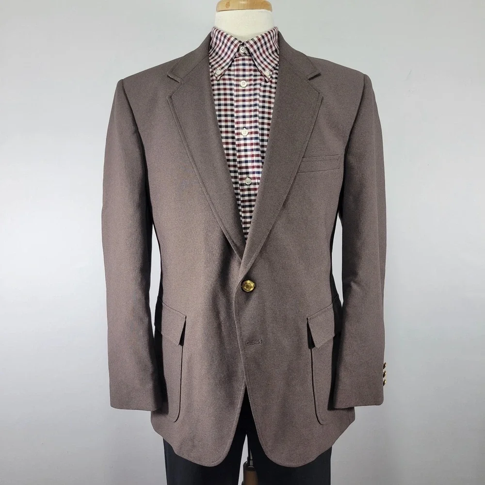 Perma Prest Classic Collections Men's Sport Coat Blazer Two Button‎ Brown 46R